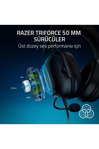 Razer Blackshark V2 X - Konsolu İçin Kablolu E-spor Kulaklık 240g, Kardioid Mikrofon, 50mm Sürücüler, Pasif Gürültü Engelleme, 3,5mm Konektör Siyah Sku: Smgstkd0961f7cbe