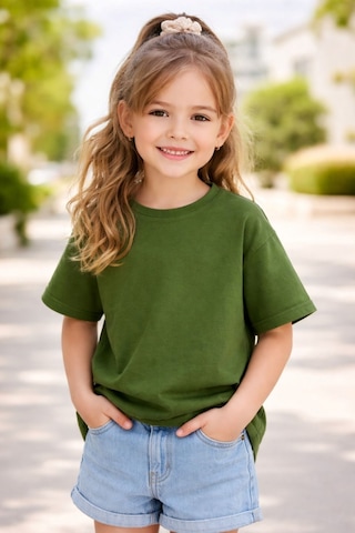Zuzunga Unisex Basic Kısa Kollu Çocuk T-shirt Haki