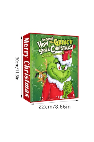 Gajeena Yılbaşı Ağacı Süsü - 12 Saatli Greenwich Şans Kutusu Yeşil Tüylü Canavar Dekoru