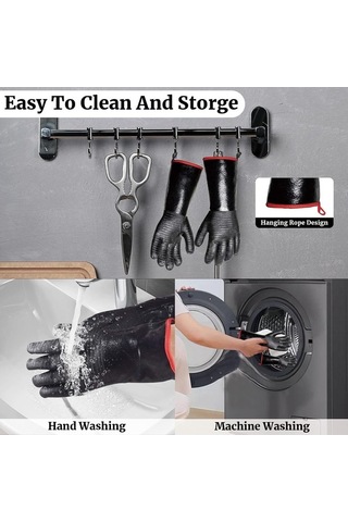 Trendooze Isıya Dayanıklı 932 F Barbekü Eldivenleri, Erkekler İçin Yağ Geçirmez Isı Kanıtı