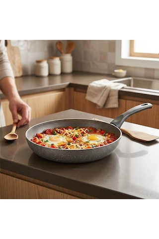 Papilla Fred 20 Cm Maxi Granit Tava - Tek Saplı Gri Kırçıllı Brkt-706134- 6'li Paket Diğer