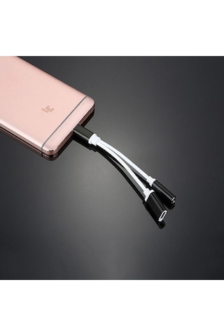 Type-C Usb C 2In1 Şarj + Kulaklık Dönüştürücü 3.5 Mm Jack Adaptör