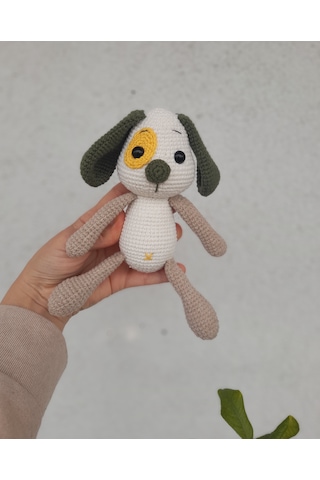 Amigurumi Köpek Oyuncak Bej - Yeşil