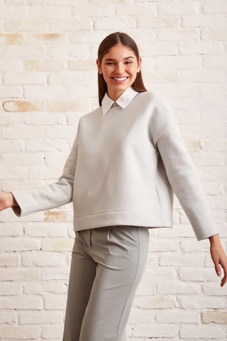 H1 Style Oversize Sweatshirt Pamuklu Mavi