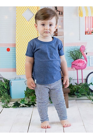 Organicera Organik Kısa Kollu Tshirt,Indıgo Melanj Çok Renkli
