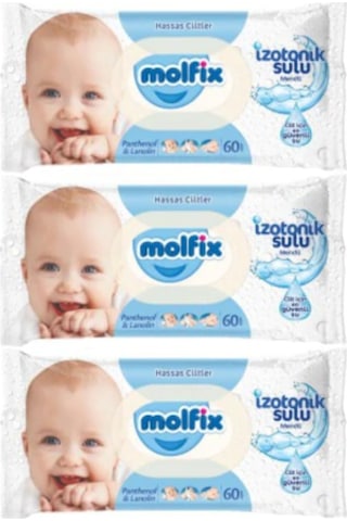 Molfix Hassas Ciltler Izotonik Sulu Mendil 3 X 60'Lı
