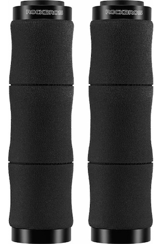 Rockbros 40720005001 1 Çift Bambu Ortak Gidon Sapları, Toz Fişli Eva Sünger Bisiklet Kolu Kapağı - Siyah