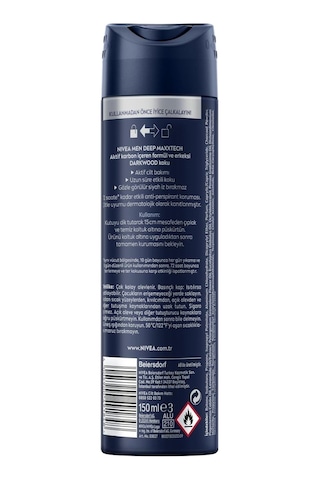 Nıvea Men Erkek Sprey Deodorant Deep Darkwood 150ml, 72 Saat Anti-perspirant Ter Ve Ter Kokusuna Karşı Koruma, Maskül