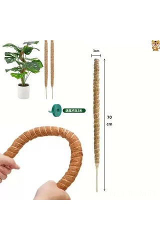 Qingmipy 70cm 4mm Alüminyum Çekirdekli Esnek Bitki Tırmanma Süngeri, Nane Palmiye Çubuğu Ve Kenevir Ip Tabanı İle Bahçe Tırmanma Direnci