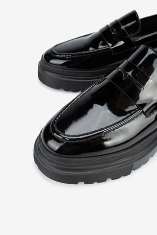 Lofer Erkek Rugan Deri Kalın Tabanlı Klasik Loafer Siyah