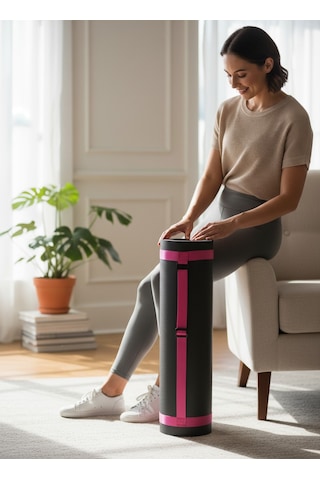 Ayarlanabilir Mat Taşıma Askısı Yoga Pilates Kamp Mat Taşıma Kayışı Pembe Açık Pembe