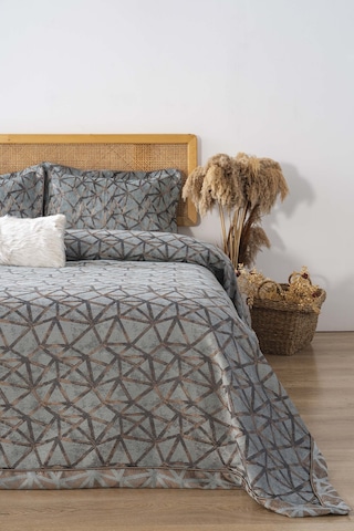 Eliz Yeşil Çift Kişilik Yatak Örtüsü Takımı 4 Parça Uyku & Çeyiz Seti Gri