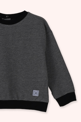 Panço Erkek Bebek Yuvarlak Yaka Antrasit Sweatshirt Gri