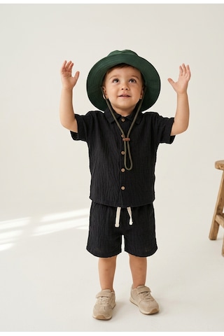 Baby Lory Kids Store Erkek Çocuk Renkli Dokuma Gömlekli Takım Siyah