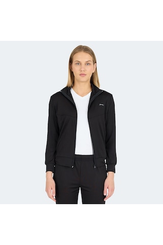 Slazenger REVOLT Kadın Dik Yaka Fermuarlı Siyah Sweatshirt