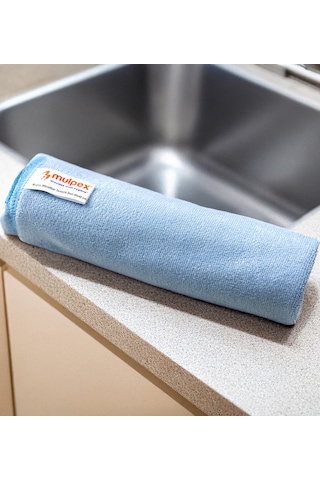 Mulpex Mikrofiber Temizlik Bezi 4 Adet - 40x40 Cm, 375 Gsm, Parlak Dokulu, 60 Gr 2, Yüksek Emici, İz Bırakmaz Mavi