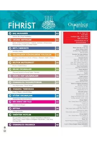 Ocak 2024 Osmanlıca Dergisi