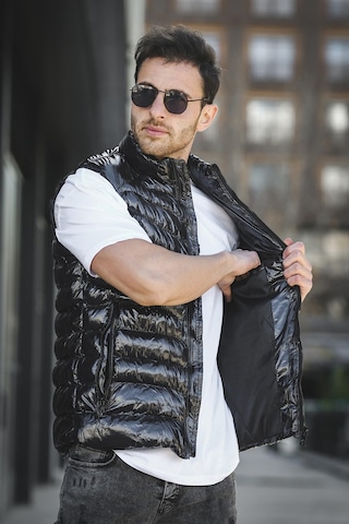 Bl 1696 Slim Fit Extra Parlak Dik Yaka Erkek Şişme Yelek Siyah