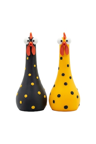 Fibrika Store Funnychicks: Modern Benekli Dekoratif Tavuk Figür Seti Çok Renkli