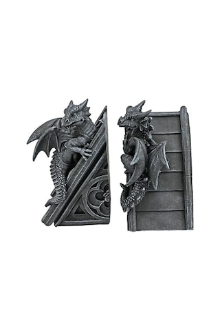 Gotik Kale Ejderhası Şeklinde Kitap Desteği, 12,5 X 4 X 20,5 Cm