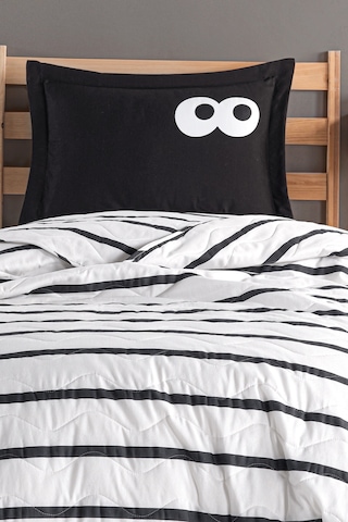 Eponj Home Kapitone Yatak Örtüsü Seti Tek Kişilik Funny Siyah Siyah