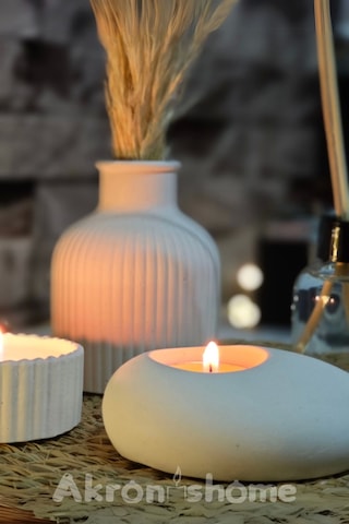 Dekoratif 4'lü Set Vazo,Vanilya Kokulu Mum, Tealight Mumluk ve Mum