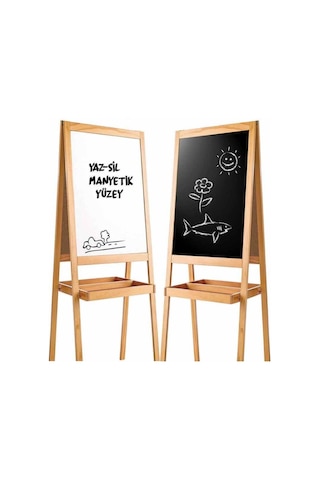 2195 Diytoy. Ahşap Yazı Tahtası Çift Taraflı Manyetik