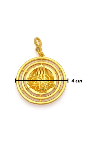 Altın Kaplama İmitasyon Ajda Desenli Tuğralı Orta Boy Kolye Ucu Tgr-731 Altın