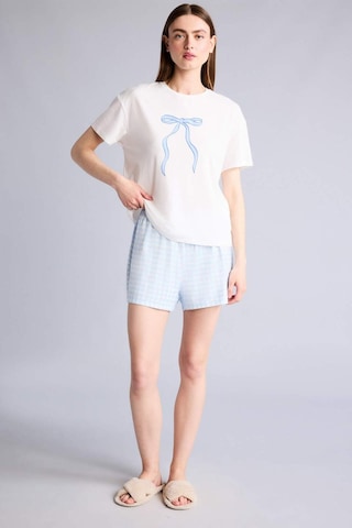Defacto Regular Fıt Kısa Kollu 2li Softshell Şort Tişört Pijama Takım H7073ax26smbe745 Mavi-be745