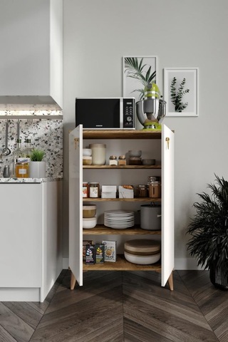 Simple Çok Amaçlı Dolap Mutfak Balkon Kiler Banyo Ayakkabılık Dolabı Ekru Ceviz
