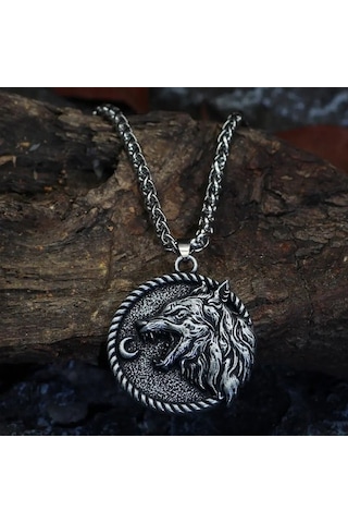 Kurt Kolyesi Türk Çelik Kral Kurt Aksesuar Erkek Madalyon Kolye Gri