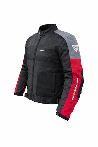 Venom Dynamic 4 Mevsim Ce Korumalı Kırmızı - Gri Motorcu Montu Bir Beden Büyük Alınız