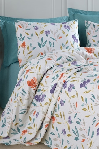 Doğal Pike Baskılı Tek Kişilik Floral Lila Lila