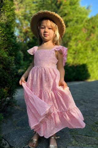 Noble Kids Kız Çocuk Fiyonk Detaylı Brode Fistolu Elbise Pembe