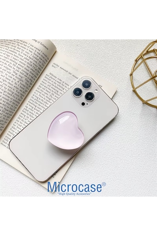 Microcase Kalp Tasarımlı 3m Yapıştırmalı El Parmak Tutucu Cep Telefonu Tutacağı Popsocket - Al5244 Pembe