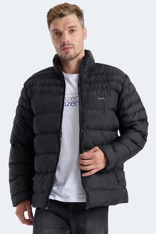 Slazenger Horızon I Erkek Dik Yaka Fermuarlı Siyah Mont & Kaban Siyah