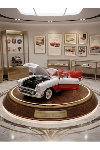 Welly 1:24 Ölçekli Lisanslı Orjinal 1955 Oldsmobile Super 88 Kapıları Açılabilir Model Oyuncak Araba