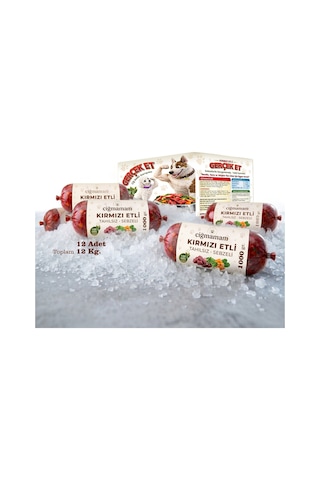 Kırmızı Etli Tahılsız Sebzeli Barf Köpek Maması 12 Kg - 1000 G X 12