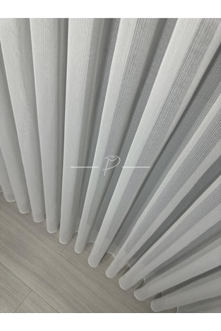 Tül Perde Yeni Nesil Çelik Desen Gramajlı Etek Kurşun Sarımlı Ekru