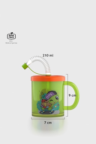 Renga Ruby Kaplumbağa Desenli 210 Ml Pipetli Kulplu Pp Bebek Bardağı 142026 Yeşil-turuncu Yeşil