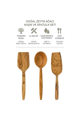 Kamptek Ahşap Zeytin Ağacı 3'lü Mutfak Seti - El Yapımı Doğal Spatula Ve Kaşık Seti Ahşap Kamptek Ahşap Zeytin Ağacı 3'lü Mutfak Seti - El Yapımı Doğal Spatula Ve Kaşık Seti Ahşap