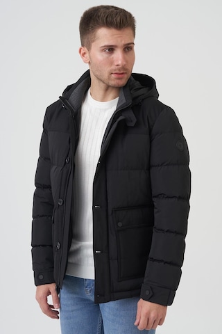 White Stone San Antonio 58167 Slim Fit Kapüşonlu Kaban Siyah-Siyah