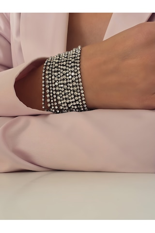 Çoklu Döküm Su Yolu Rhinestone Füme Renk Kristal Bileklik