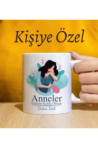Anneler Gününe Özel Tasarım Defter & Özel Tasarım Kokulu Mum & Özel Tasarım Kupa & Beyaz Fotoğraf Çerçevesi Hediye Seti