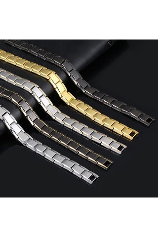 Vkemall Erkekler İçin Ayırılabilir Manyetik Tedavi Bilezik, Yorgunluk Giderici,情侣饰品, Boyutu Ayarlanabilir, Yjsl-020 Gold