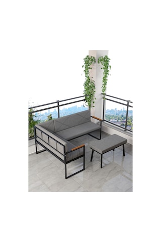 Mygusi Src Balkon, Bahçe, Cafe, Köşe Takimi Koyugri Koyu Gri
