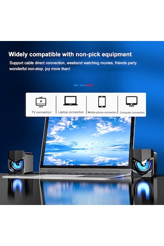 Lemestar V-158 Usb Beslemeli Bilgisayar Hoparlörü - 3.5mm Kablolu Stereo Ses, 3w Güç, Hıfı Surround, Siyah Işık Yok