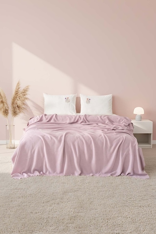 Missera Rose Nakışlı Çift Kişilik Pike Seti - 4 Parça Çeyiz Seti Pembe