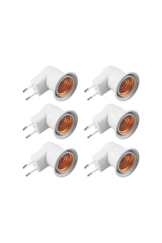 Vkemall 6 Adet Eu'dan E27'ye Çevirici Ampul Bağlantısı, On/off Anahtarlı, Taşınabilir Pcp Malzeme, Ac220-250v Uyumlu