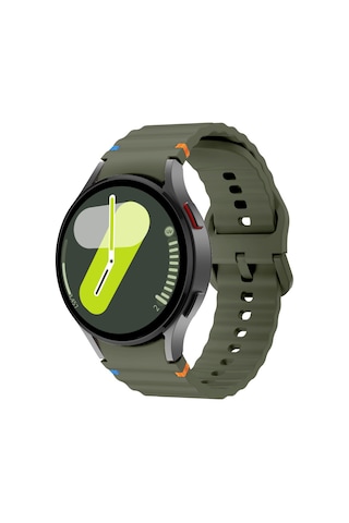 Samsung Galaxy Watch 7 40mm-44mm İle Uyumlu Metal Tokalı Dalgalı Spor Silikon Kordon
